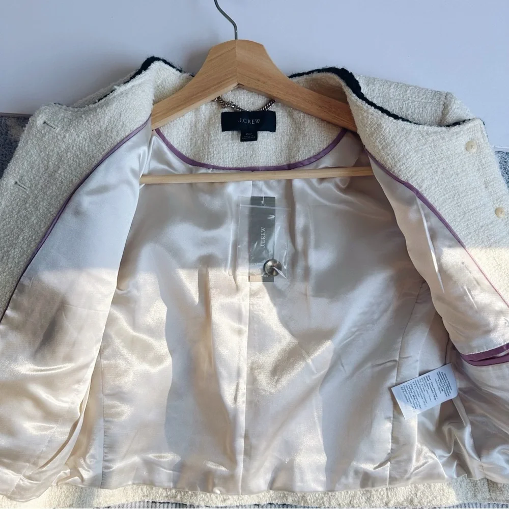 NWT J.Crew Louisa Lady Jacket Blazer Maritime Tweed Natural/Black